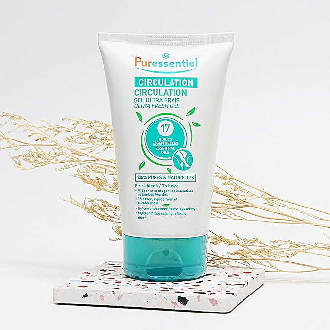Puressentiel Soothing Gel for Tired Feet, Ankles, Legs - Aromatherapy Lotion with 17 Essential Oils for Body and Skin - Instant, Lasting Relief and Circulation - Natural and Alcohol Free - 4.22 oz