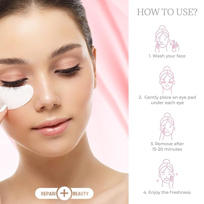 Hyaluronic Acid & Vitamin E Under Eye Patches - Diminishes Dark Circles, Wrinkles & Crow's Feet, De-puffing Under Eye Pads - Cruelty Free Korean Skin Care For All Skin Types - 5 Pairs