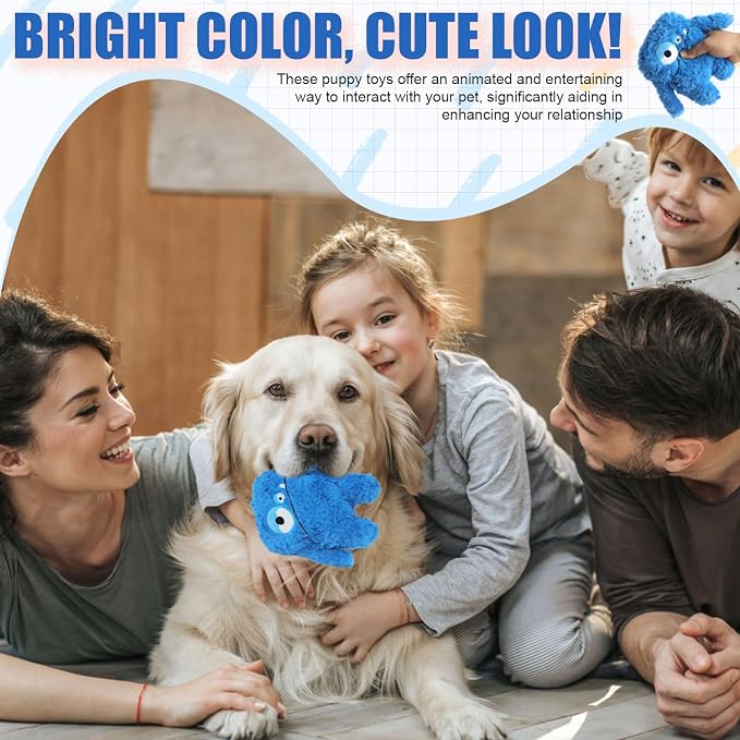 Monster Stuffed Squeaky Dog Toy, Crinkle Dog Plush Toy, Blue | Soft Lightweight Toy for Fetch and Chew, Interactive Outdoor Indoor Play for Tug, Birthday Gift, For Puppy Small Medium Dog