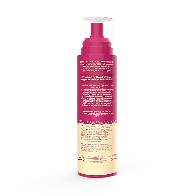 BASE LABORATORIES Hypochlorous Acid Spray for Face & Skin | 8 oz | Facial Daily Skin Repair Solution for Sensitive Skin, Redness, Irritations, Eczema, Acne. Hypochlrous HOCL Molecule Spray