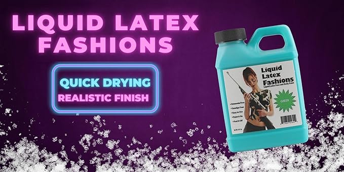 Green 8 Oz - Liquid Latex Body Paint, Ammonia Free No Odor, Easy On and Off, Cosplay Makeup, Creates Professional Monster, Zombie Arts