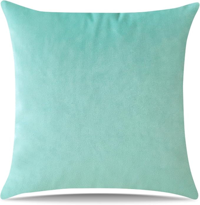 Artscope Luxury Velvet Pillow Covers Decorative Square Pillowcases Soft Solid Cushion Cases for Couch Sofa Bedroom Home Decor 20x20 Inch Aqua Green
