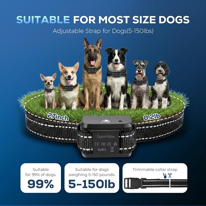 Citronella Dog Bark Collar for Large Medium Small Dogs, Bark Collar with Adjustable Spray & Sensitivity, Rechargeable Anti-Bark Collar for Dogs with Safe, 2 Collar Straps(Black)