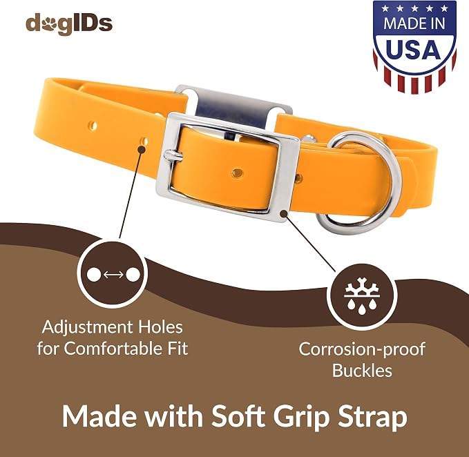 dogIDs Personalized Dog Collar – ScruffTag Custom Waterproof Biothane Dog Collar with Laser-Engraved Name, Durable & Odor-Resistant – USA Made | Creamsicle, 1 in x 18 in (Fits Neck Sizes 16-20 in)
