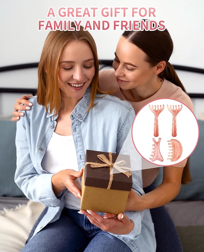 4 Packs Head Massager Scalp Comb Resin Scalp Stress Relax Tool, Gua Sha Facial Tools for Face, Eye & Body Lymphatic Drainage, Nose Sculpting & Jaw Lifting