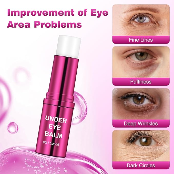 Retinol Eye Cream Balm, Hydrating Under Eye Care Daily Wrinkle Cream, Infused with Caffeine to Smooth and Hydrate Skin, Eye Serum for Anti Aging Reduce Wrinkles, Puffiness and Bags Under Eyes, 0.28 oz