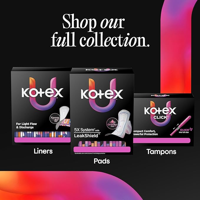 Kotex Ultra Thin Pads with Wings, Heavy Absorbency, 46 Count (Packaging May Vary)