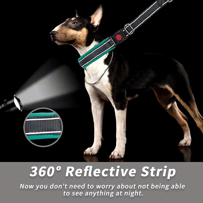Martingale No Pull Dog Collar for Large Medium Small Dogs, Heavy Duty Nylon Reflective Adjustable Anti Pull Slip Collar with Buckle for Training Walking S Black Green