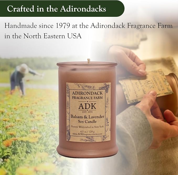 Adirondack Fragrance & Flavor Farm Balsam & Lavender Scented Candle 10 Oz | Proudly Poured in The USA, Natural Aromatherapy Wax for Relaxation, Home Décor, Kitchen, Gift and Living Spaces