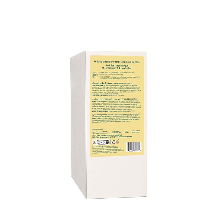 ATTITUDE Body Wash, EWG Verified Shower Gel, Dermatologically Tested, Plant and Mineral-Based, Vegan Personal Care Products, Earl Grey & Fresh Cucumber Scent, Bulk Refill, 67.6 Fl Oz