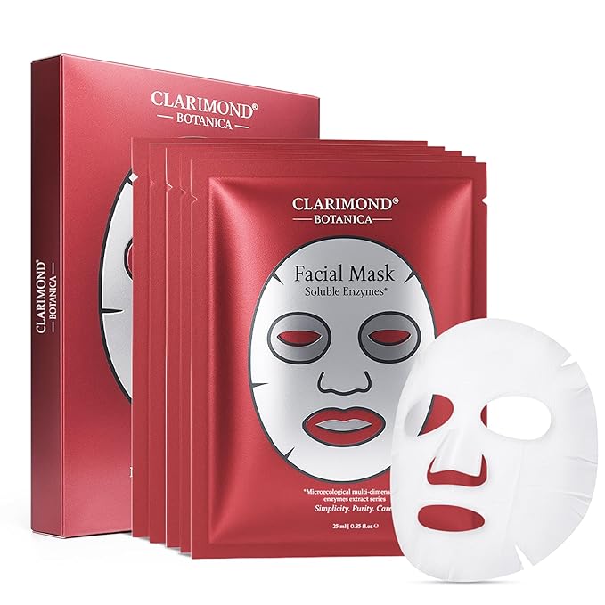 5 Pack Hydrating Facial Mask Skin Care – Soluble Enzymes, Probiotic Fermented Botanicals – Sensitive Skin, Redness, Smoothing & Revitalizing Sheet Masks Spa Gifts for Women