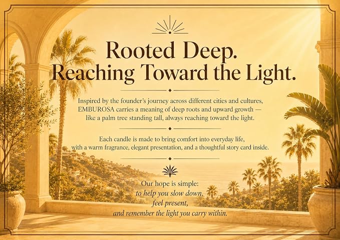 Vanilla Rum & Sunlit Citrus Scented Jar Candle, Warm Fruity Aroma for Relaxing Home, Luxury Aromatherapy Candle with Soy Blend Wax, 10oz / 60H, EMBUROSA