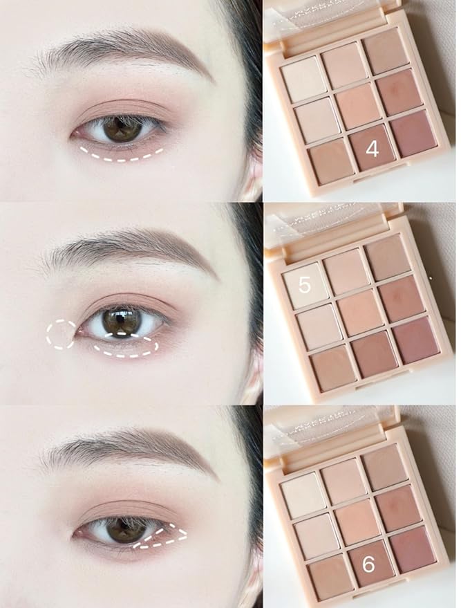 9 Colors Pink Eyeshadow Palette, Matte Nude Neutral Beige Brown Blendable Shades, Daily Eye Shadow Makeup