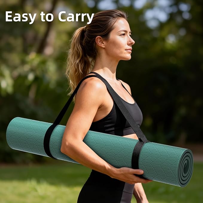 Extra Wide Yoga Mat, 72"x40"x0.4"Thick, Large Exercise Mat, Oversized Non Slip Workout Mat with Strap for Yoga, Pilates, Fitness, Home Gym Studio