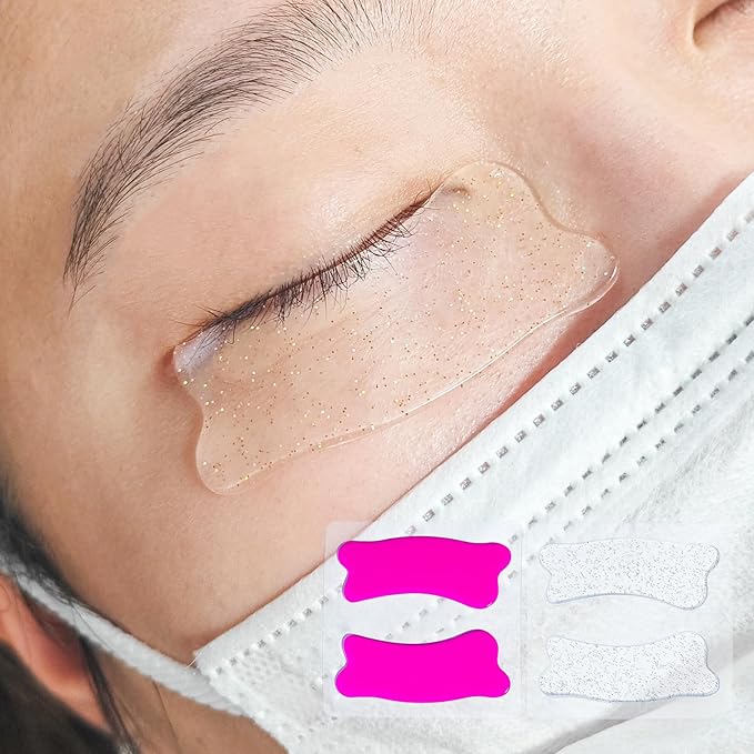 PERMANIA Under Eye Patch Silicone 4 Pcs for Korean Lash Lift & Lash Extensions Remover, Reusable and Soft Makeup Beauty Tool (Rose+Transparent)