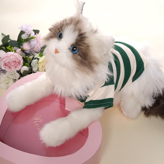 Pistha Dog Shirt Polo Shirt Striped Puppy Clothes for Boy Girl Pets | Dog Shirt Dog Clothes Pet Clothes with Summer Button Up for Small Medium Dogs Cats