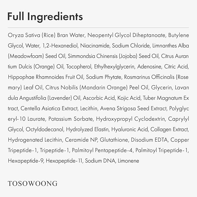TOSOWOONG Rice Glow Spray Serum, 70% Rice Bran Water, Vitamin C, Kojic Acid, Glutathione, Hyaluronic Acid, PDRN, Hydrating All In One Face Mist for Glass Skin, Korean Skincare, 100ml / 3.38 fl. oz.