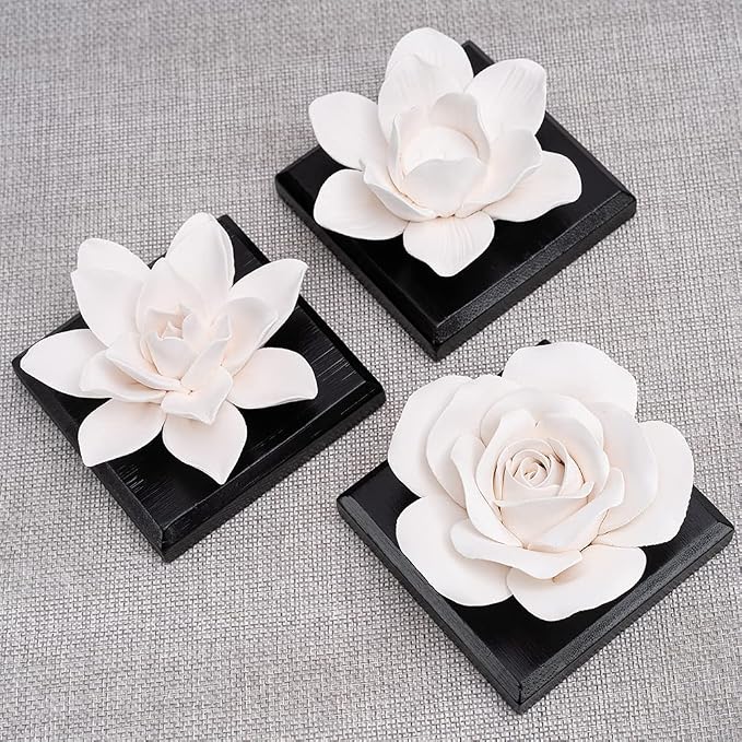 Magnolia Flower Styling Essential Oil Diffuser Stone, Non-Electric, Handmade Products, Decorative Tabletops, Car Decoration Ornaments(Essential Oils Not Included)