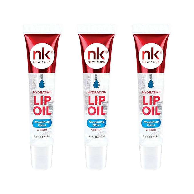 Nicka K Hydrating Lip Oil Nourishing Glass (CHERRY-3PK)