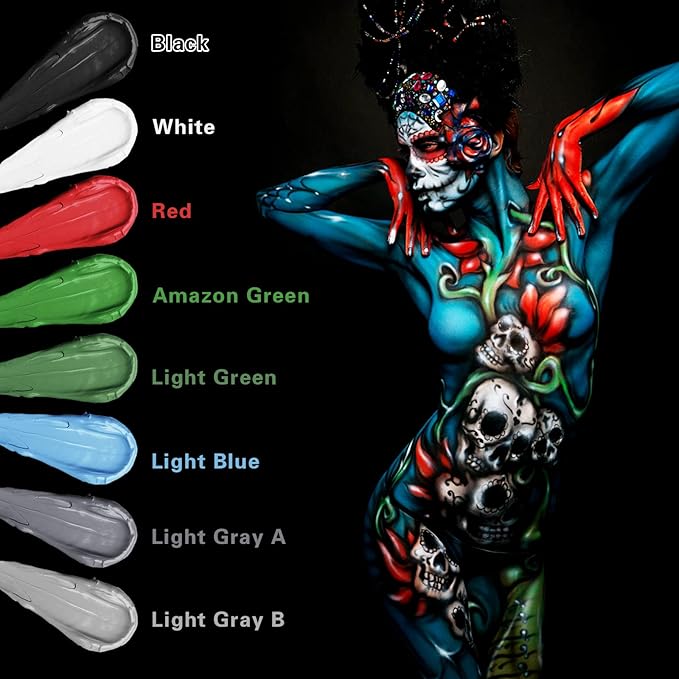 Go Ho Light Green Face Paint Washable for Halloween Makeup,Creamy to Gel Water Based Green Body Paint Full Coverage for Adults Children Cosplay SFX Costumes Festivals Makeup,25g
