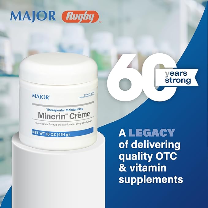 MAJOR Therapeutic Moisturizing Minerin Créme - Body Cream Moisturizer for Dry Skin - Fragrance-Free - 16 Oz. (5 Pack)