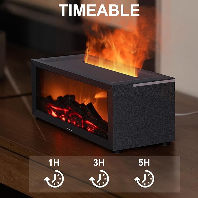 Fireplace Aroma Essential Oil Diffuser, 150ml Ultrasonic Humidifier, Scent Aroma Diffuser with Remote Control & Timer for Home, Bedroom, Office, Yoga