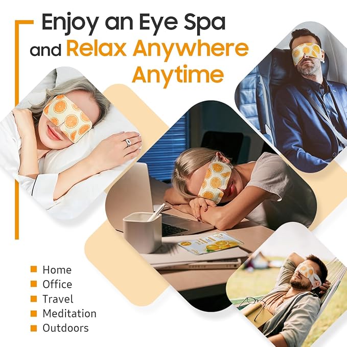 20 Packs Steam Eye Mask, Heated Eye Mask Warm Compress for Eyes, Disposable Self Heating Steam Mask for Home, Sleep, Spa, Travel Essentials & Relaxation Gifts for Women (Sweet Orange)