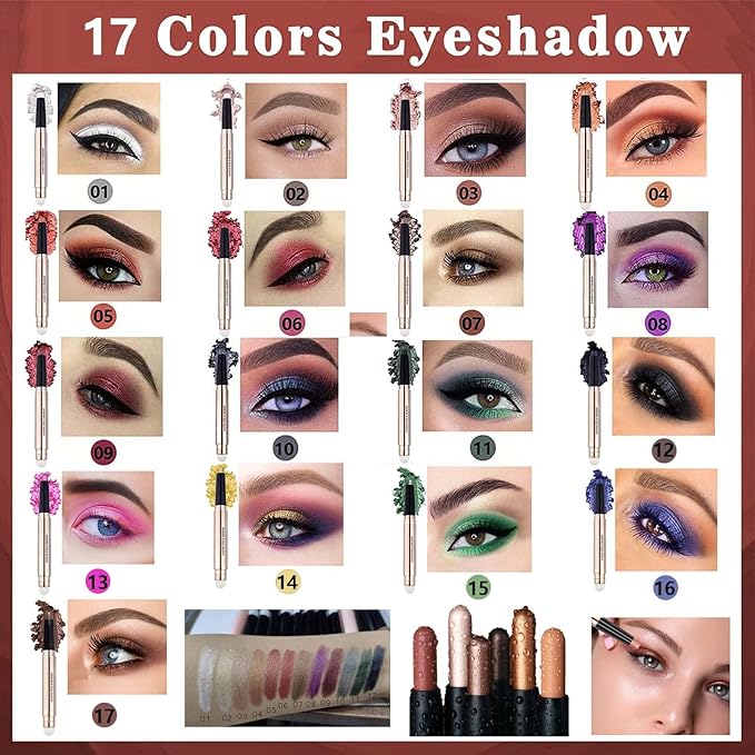 Rose Red Eyeshadow Stick, Cream Smooth Glitter Eyeshadow Pencil Crayon, Hypoallergenic Waterproof Long Lasting Shimmer Eye Shadow Pen Multi-Dimensional Highlighter Stick Eye Liner(Rose Red #06)