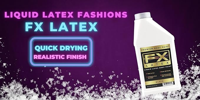 Liquid Latex - Face and Body Paint, Ammonia Free, Easy On and Off, Cosplay Makeup, Create Professional Monster, Zombie Arts 16 Oz (Black)