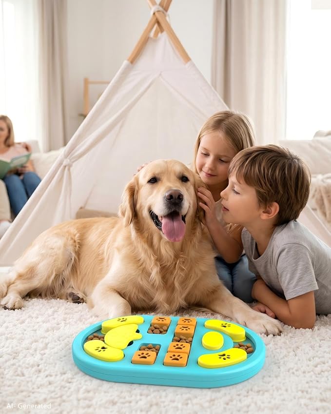 Dog Puzzle Toy, Interactive Enrichment Treat Food Puzzles, Blue | Mental & Brain Stimulation, Slow Feeder, For Smart Puppy Small Medium Large Dogs Cats