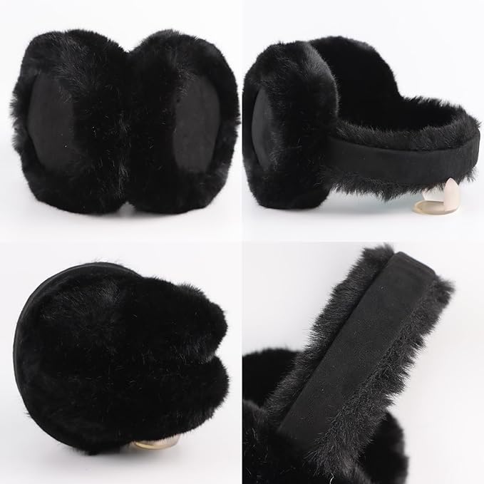 Zsedrut Winter Women Earmuff Foldable Ear Warmer Fluffy Ear Cover Warm Outdoor