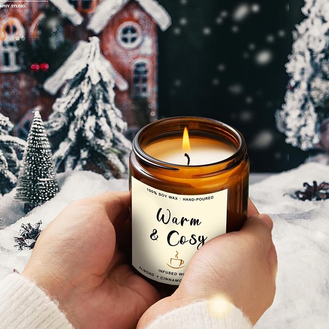 Scented Candle Gift Set for Women – 4 Pack Soy Candles Non Toxic | Scented Candles with Apple Cinnamon, Fir Balsam, Mulled Cider, Sandalwood – Holiday Candles Gift for Home Décor & Cozy Nights