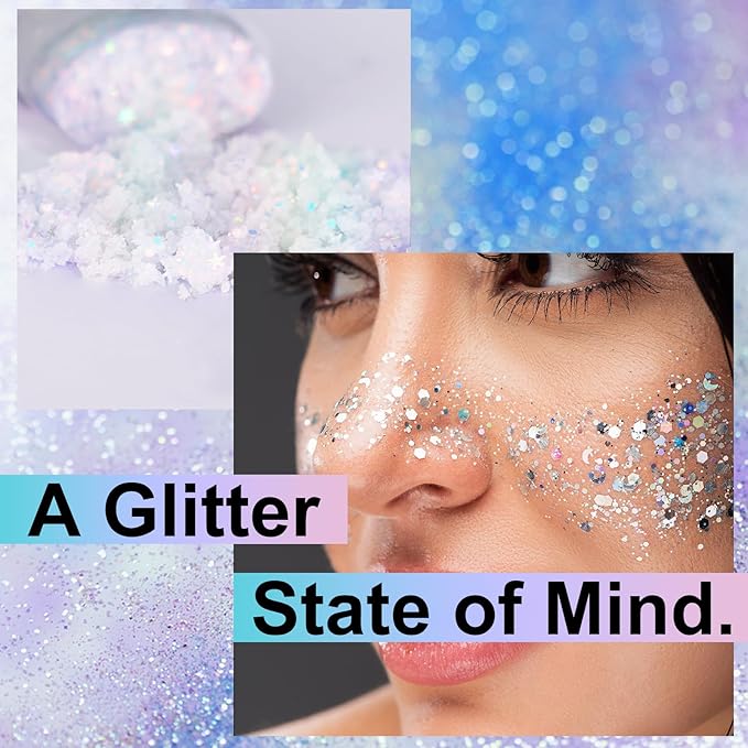 Mermaid Body Glitter Stick, Face Glitter Gel for Mermaid Makeup Festival Rave Accessories, Waterproof Sparkling Holographic Hair Glitter Gel, Christmas, Singer Concert Sequins Body Paint