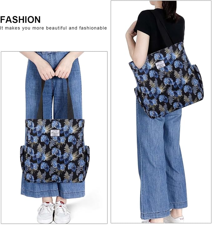 KAMO Floral Tote Bag - Waterproof Lightweight Handbags Travel Shoulder Bag for Hiking Yoga Gym Swimming Travel Beach