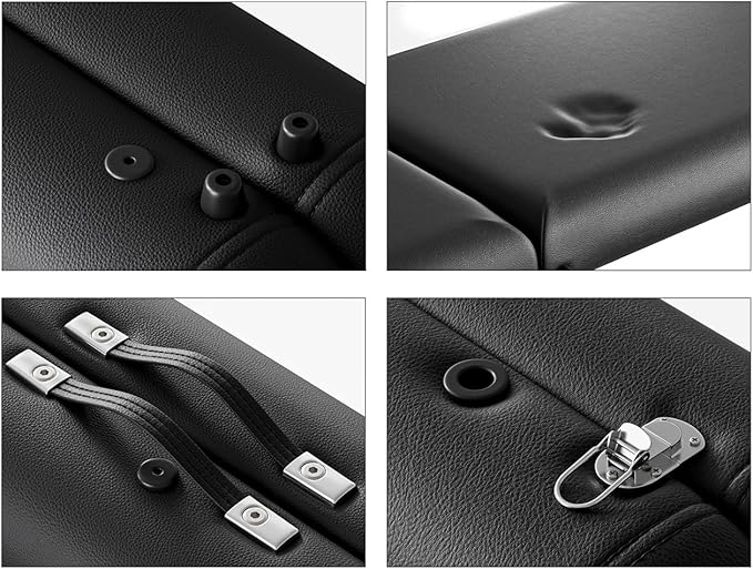 Professional Massage Table Portable 2 Fold Premium Memory Foam Aluminium Leg Hold Up to 1100LBS 8 Heights Adjustable with Carrying Bag Black