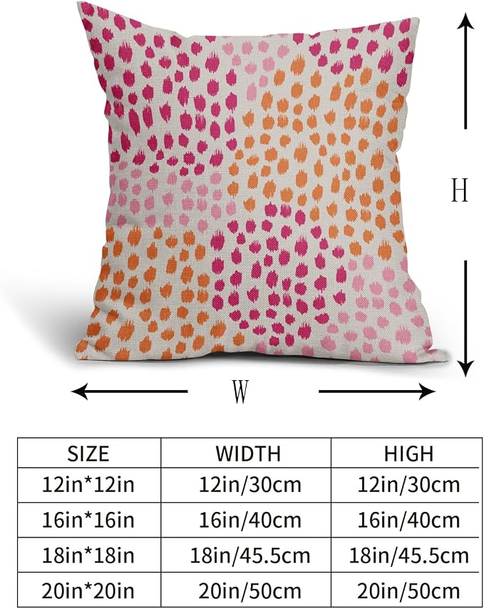 Pink and Orange Throw Pillow Covers 16x16 Set of 2 Hot Pink Preppy Room Decor 70s Colored Dot Decorative Pillows Trendy Print Outdoor Pillowcase Cushion Cover Linen Pillow Case for Sofa Couch Bed