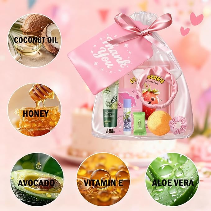 55PCS Spa Party Supplies for Girls,Spa Birthday Party Face Masks Skincare,Under Eye Patches, Lip Mask, Foot Bath Bombs Spa Kit, Bulk Gifts for Women, Mothers Day, Teacher Appreciation Gifts