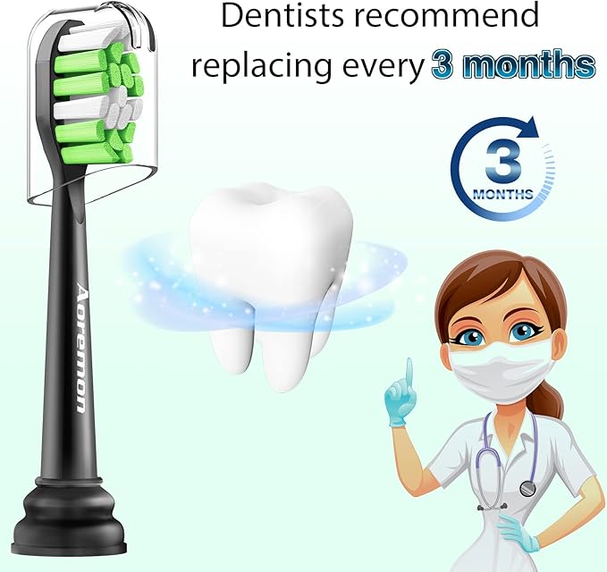 Aoremon Toothbrush Replacement Heads for Phillips Sonicare Replacement Brush Head Compatible with Most Philips Sonicare Click-on Electric Toothbrush, Black 10 Pcs