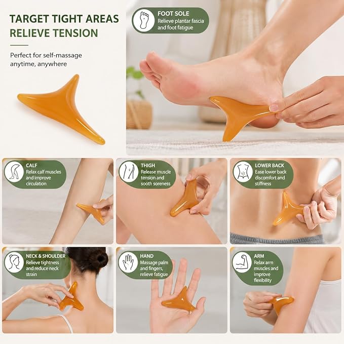Acupressure Massage Tool Set for Neck and Shoulder Relief, Trigger Point Massager & Gua Sha Scraping Tools for Back, Muscle Tension Relief, Self Massage Kit with Travel Pouch