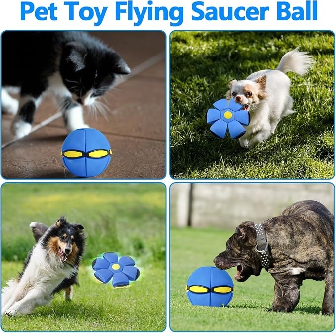 2PCS Magic Bouncing Ball Toy, Children's Magic Meta - Balls, Dual Form Pop up Flying Saucer Ball, Parent-Child Interactive with 3 Light for Indoor & Outdoor Use Pink+Blue