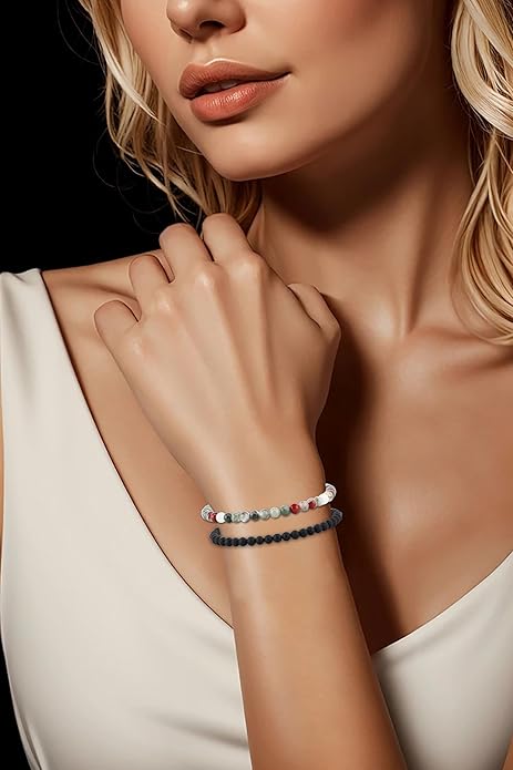 NCB 2.3-Piece 4mm Natural Crystal Gemstone Stretch Bracelets – Handmade Reiki Energy Healing Jewelry for Meditation,Yoga, Unisex