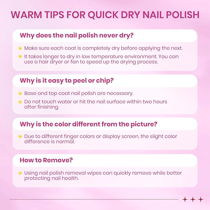 Regular Nail Polish Set Non Gel, Quick Dry Bulk Nail polish Non Gel, White Red Black Pink Colors Air Fast Drying Fingernail Lacquer for Women Girls Manicure Salon DIY Home
