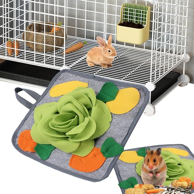 Abizoo Rabbit Snuffle Mat, 11.8" Washable Foraging Toy for Guinea Pig