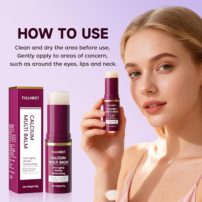 Calcium Volume Multi Balm, Collagen All-in-One Moisturing Stick, Upgraded Wrinkle Core Sticks, Anti-aging Skin Care Stick for Eyes, Neck, Face, 10g