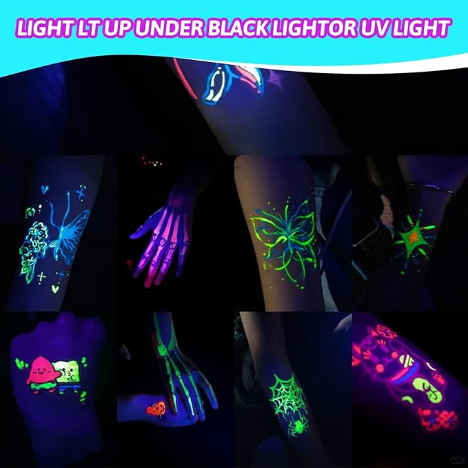 Neon Face Paint Sticks,Glow Face Body Paint,Glow In The Dark Under UV Black Light for Party Cosplay Halloween(6 Neon Color)