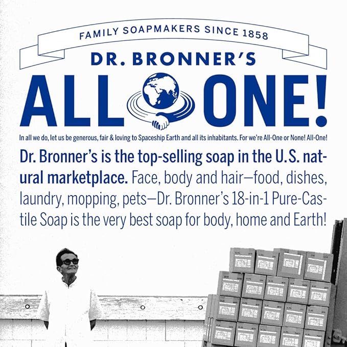 Dr. Bronner's - Pure-Castile Liquid Soap (Lavender, 4 ounce) - Made with Organic Oils, 18-in-1 Uses: Face, Body, Hair, Laundry, Pets and Dishes, Concentrated, Vegan, Non-GMO