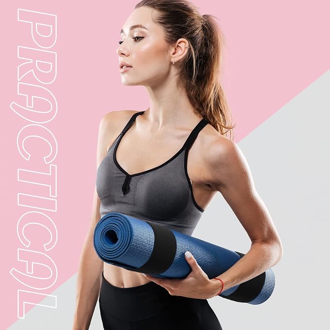 Honoson 4 Pcs Nylon Yoga Mat Strap Stretchable Holder Straps Heavy Duty Bungee Straps Band Adjustable Carrying Strap for Exercise Workout Pilates Yoga Mat Storage Gym, Black