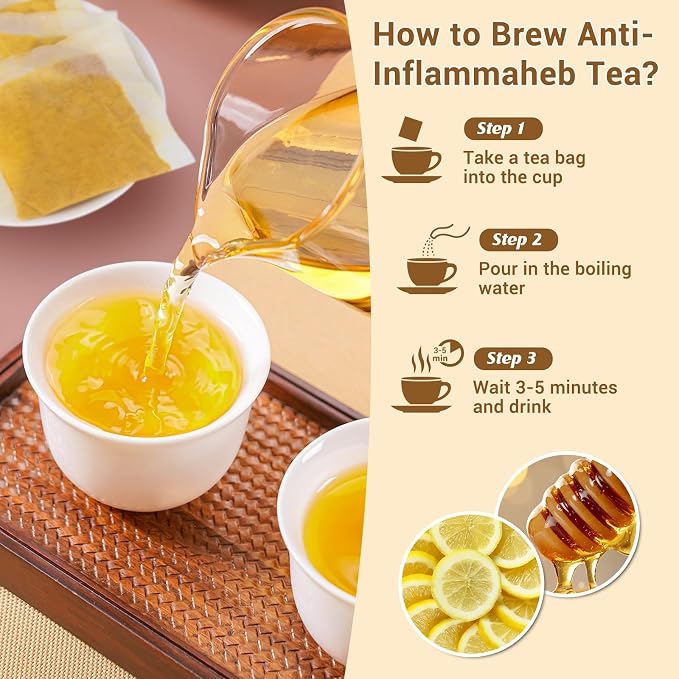 Anti-Inflammaheb Tea, 100% Natural Inflammation Tea from Premium Turmeric, Ginger, Cinnamon, Cardamom, Cumin, Coriander Seeds Herbal Ingredients, Supports Antioxidant, Boost Immunity (1 Pack/120 Bags)
