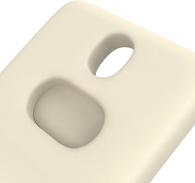 pouseayar Metal Frame Wide Stationary Massage Table for Treatment Table Physical Therapy Table Spa Facial Bed, PU Leather 31.5'' Wide 75'' Long (Beige Grey, Integral Structure)