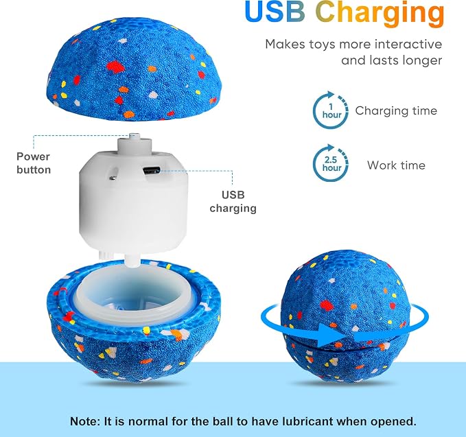 Interactive Dog Ball for Small & Medium Dogs, Automatic Moving Dog Ball with Rolling & Bouncing Modes, USB-C Rechargeable Interactive Dog Toy, Durable Lightweight ETPU Shell, Motion Activated Pet Ball